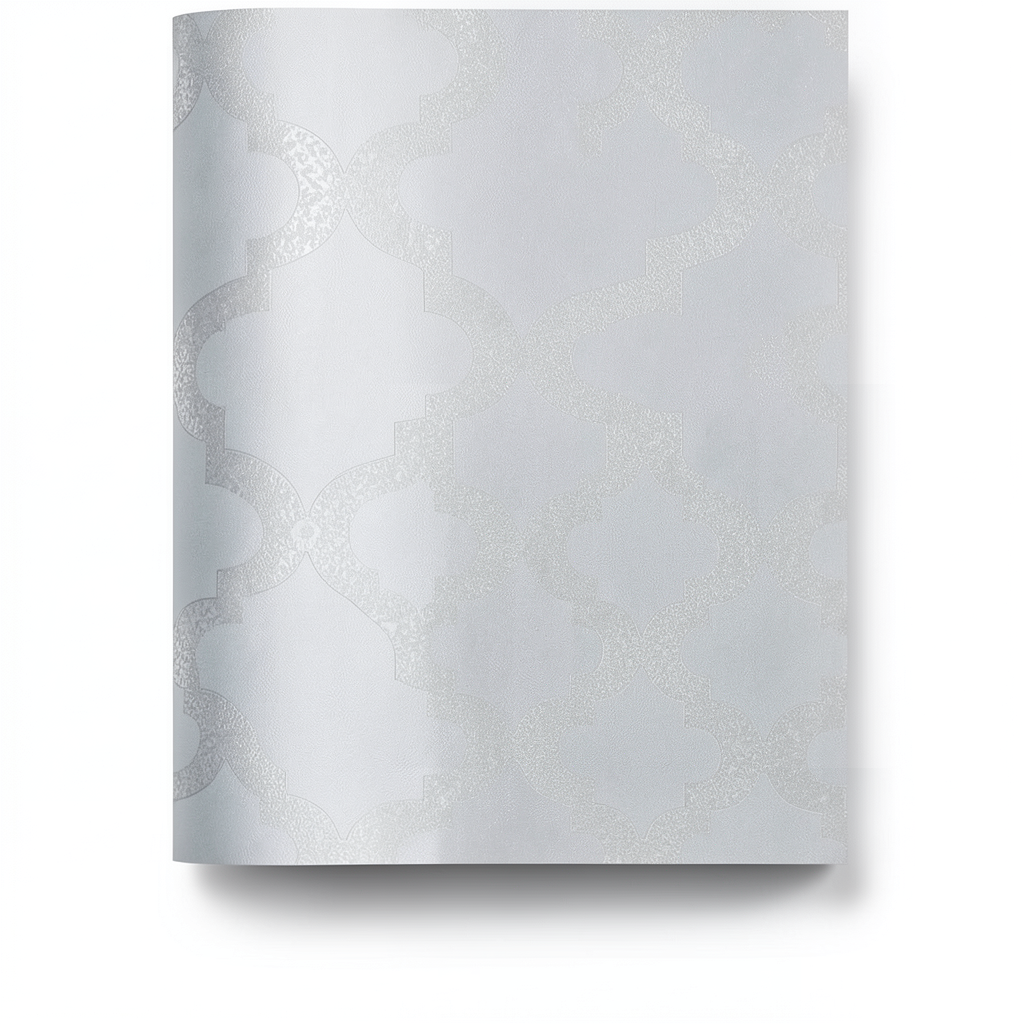 Vinyl Wallpaper Patterned Design 15.6m × 106 cm Silver Gray
