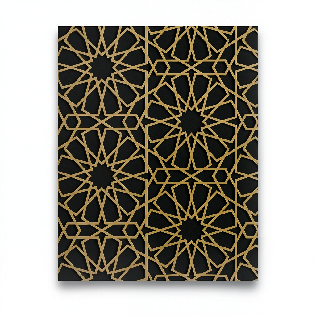 Patterned Wallpaper 15.6m×100cm Black with Gold Color