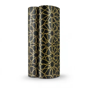 Patterned Wallpaper 15.6m×100cm Black with Gold Color