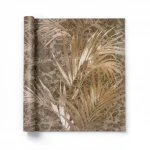 Leaf-patterned Wall Cover,  Brown with Beige Color, Size 10m×1.06m, Model 5565 