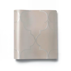 Vinyl Wallpaper Patterned Design 15.6m×106cm Light Brown Silver