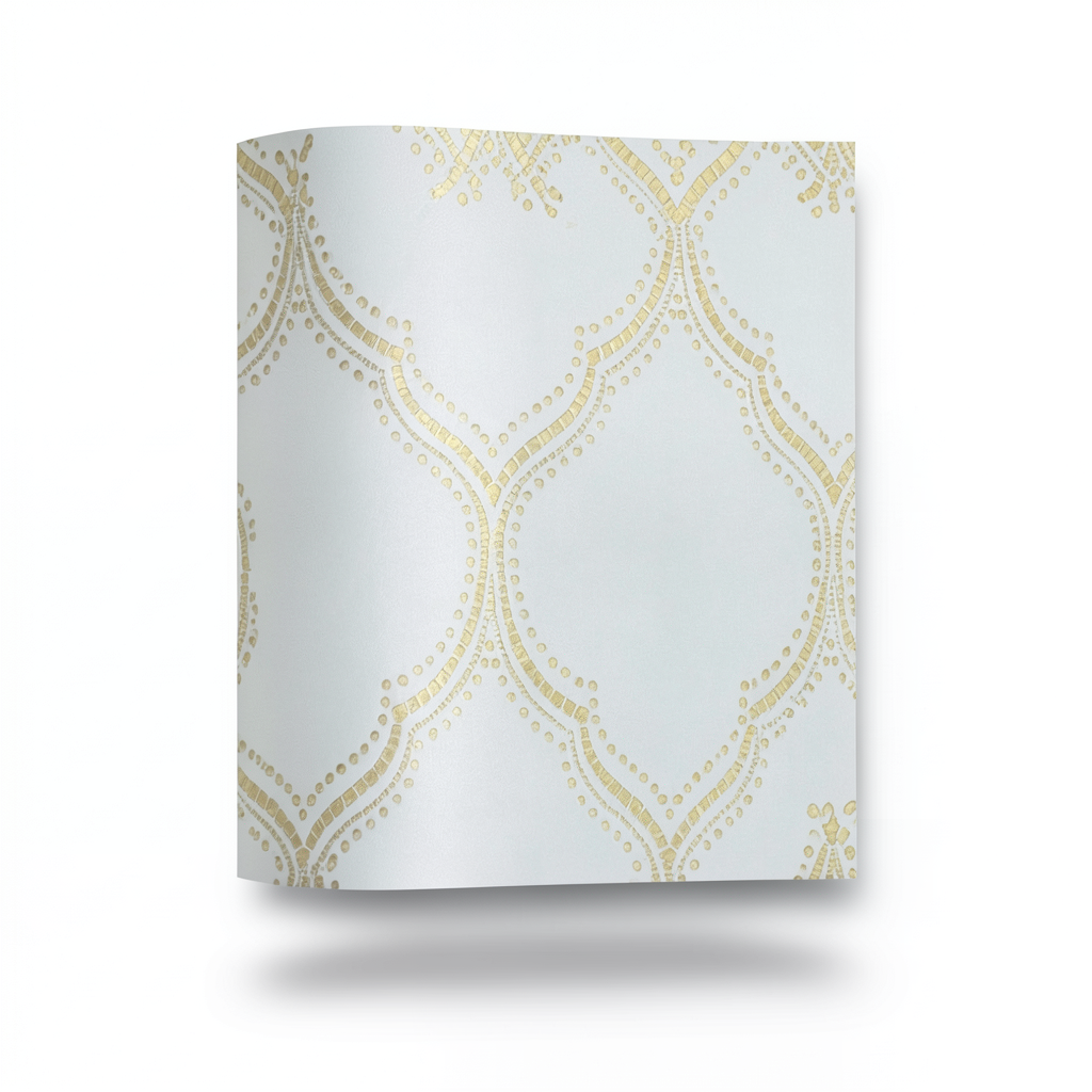 Vinyl Wallpaper Patterned Design 15.6m×106cm Gold with Gray
