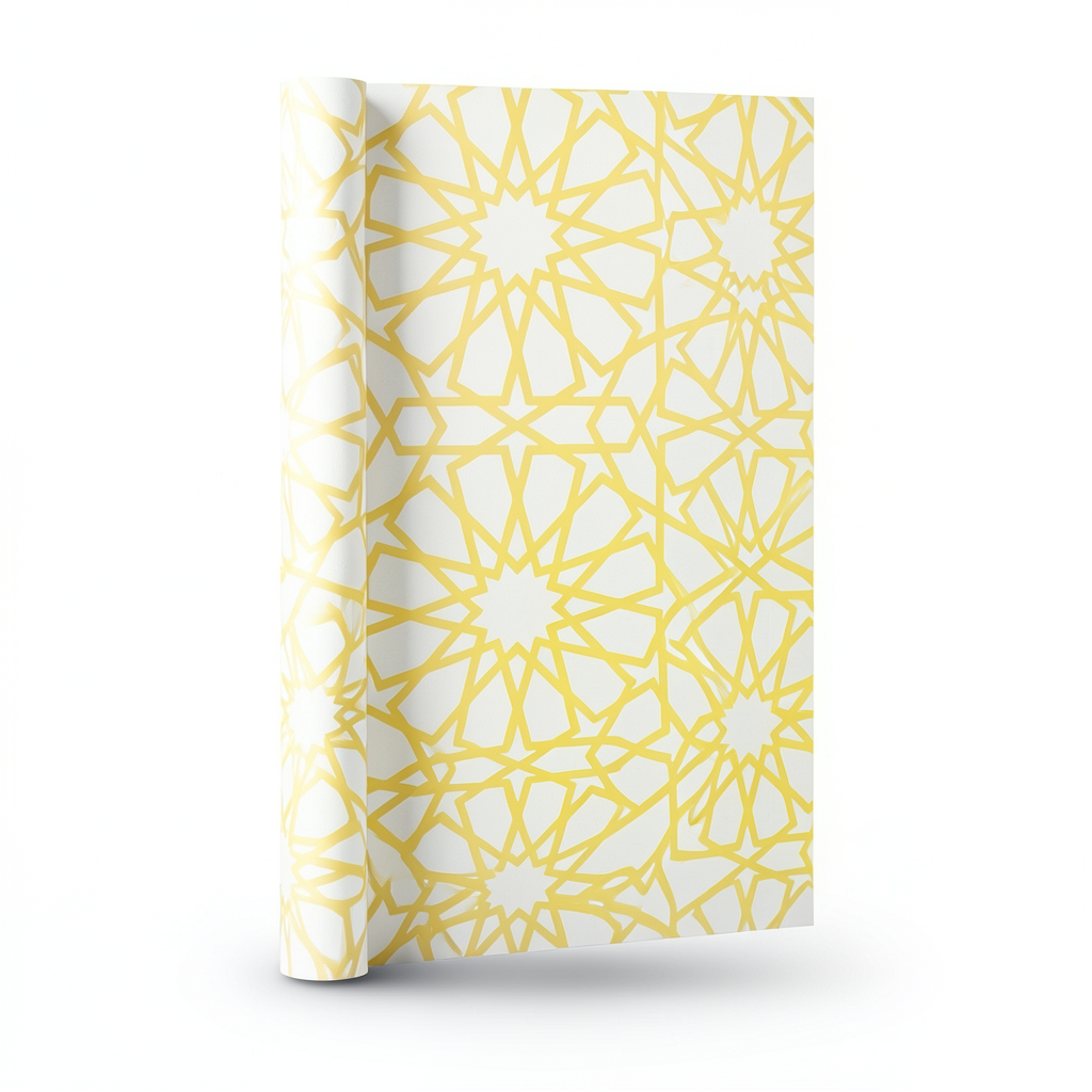 Patterned Wallpaper 15.6m x 100cm Yellow and White