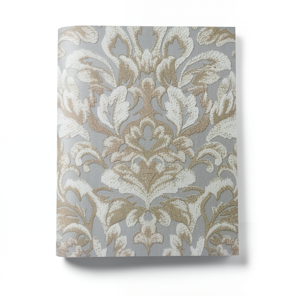 Vinyl Wallpaper Patterned Design 15.6m × 100 cm Gray with Brown