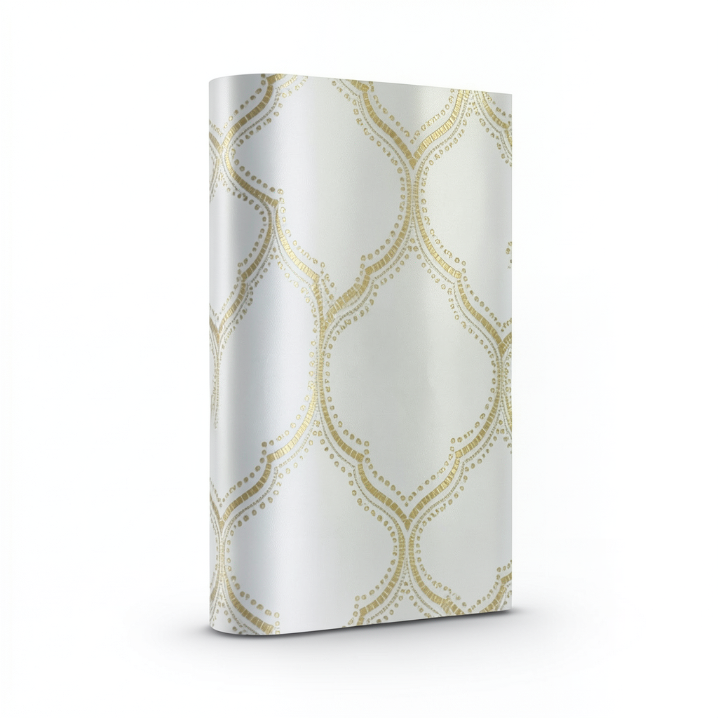 Vinyl Wallpaper Patterned Design 15.6m×106cm Gold with Gray
