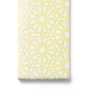 Patterned Wallpaper 15.6m x 100cm Yellow and White