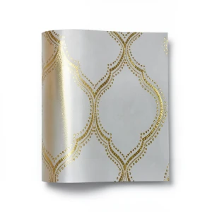 Vinyl Wallpaper Patterned Design 15.6m×106cm Gold with Gray
