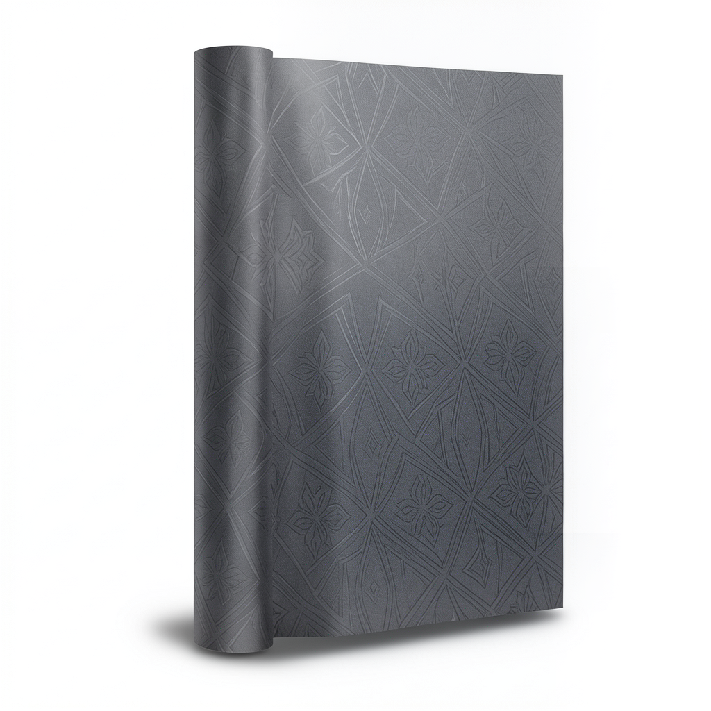 Vinyl Wallpaper Patterned Design 15.6m × 106 cm Dark Gray