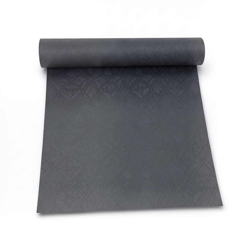 Vinyl Wallpaper Patterned Design 15.6m × 106 cm Dark Gray