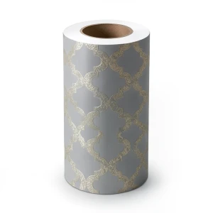 Vinyl Wallpaper Patterned Design 15.6m × 106 cm Gray and Gold Brown