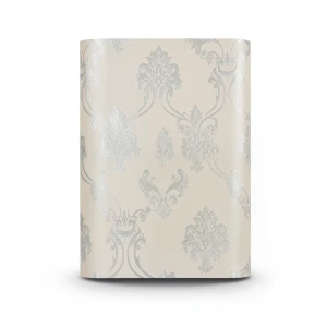 Vinyl Wallpaper Patterned Design 15.6m × 106 cm Beige with Silver