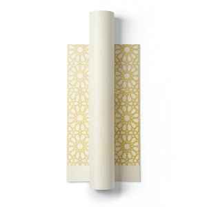 Patterned Wallpaper 15.6m Length, 100cm Width, Beige and Gold