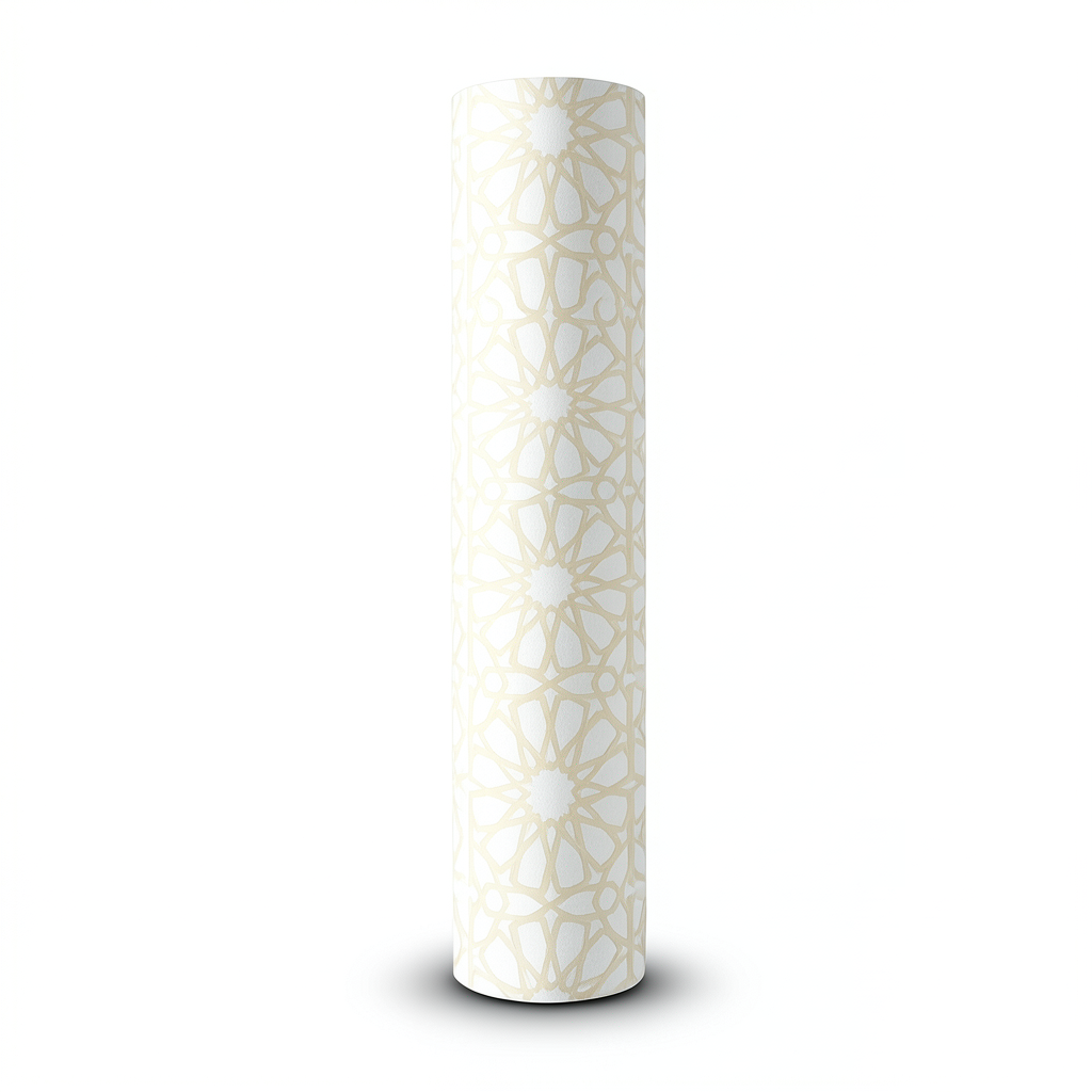 Patterned Wallpaper 15.6m x 100cm White and Beige
