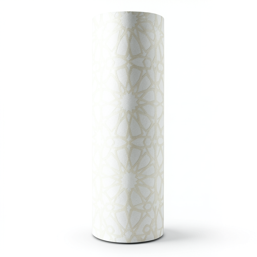 Patterned Wallpaper 15.6m x 100cm White and Beige