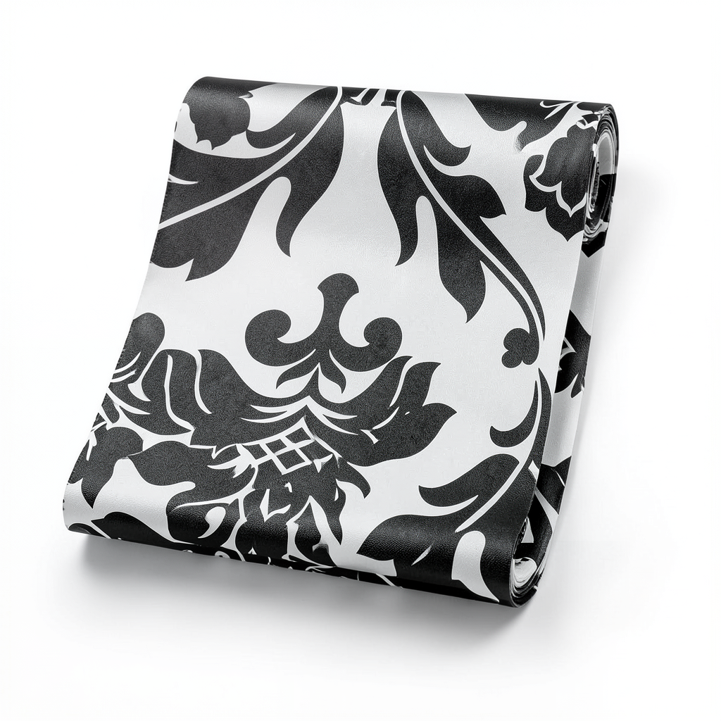 Vinyl Wallpaper Patterned Design 10 m x 53 cm Black with White