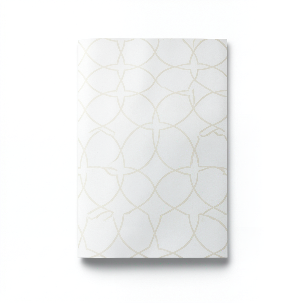 Patterned Wallpaper 15.6m Length, 100cm Width, White and Beige