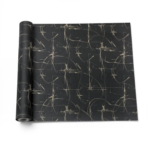 Patterned Wallpaper 15.6m×100cm Black with Beige Patterns