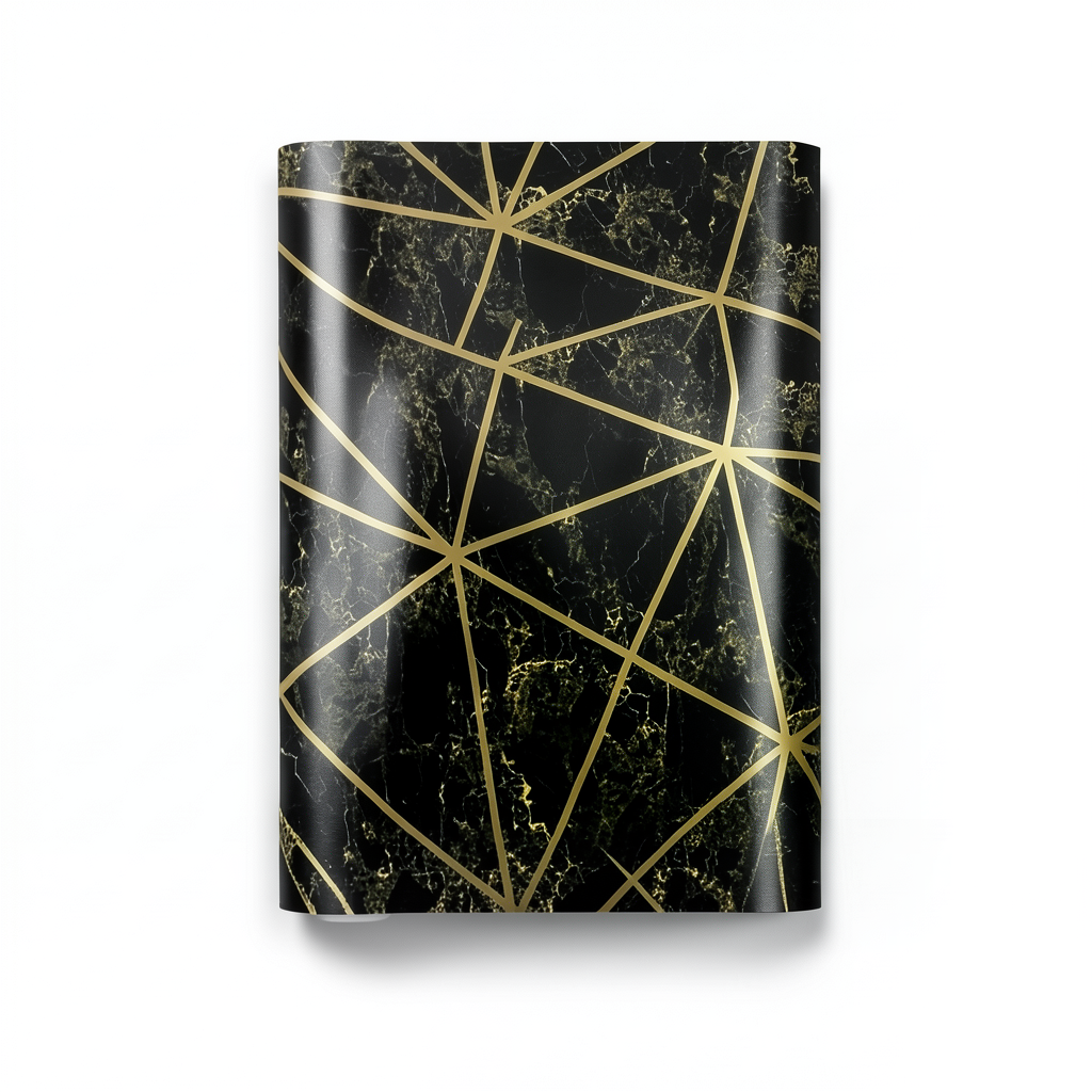 Patterned Wallpaper 15.6m×100cm Black with Gold