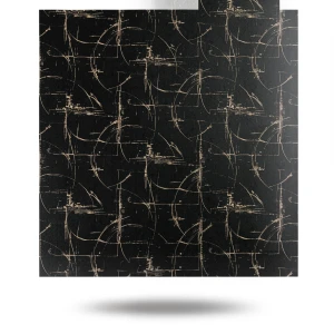 Patterned Wallpaper 15.6m×100cm Black with Beige Patterns
