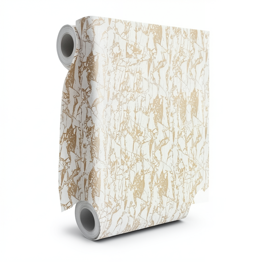 Patterned Wall Decoration 15.6m x 100cm Beige with Brown Veins