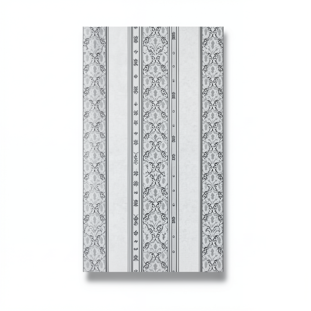 Patterned Wallpaper 15.6m×100cm Light Gray with Dark Gray Pattern