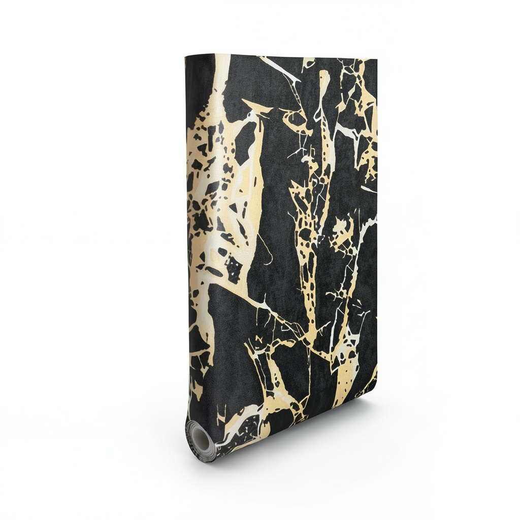 Patterned Wallpaper 15.6m×100cm Black with Golden Veins