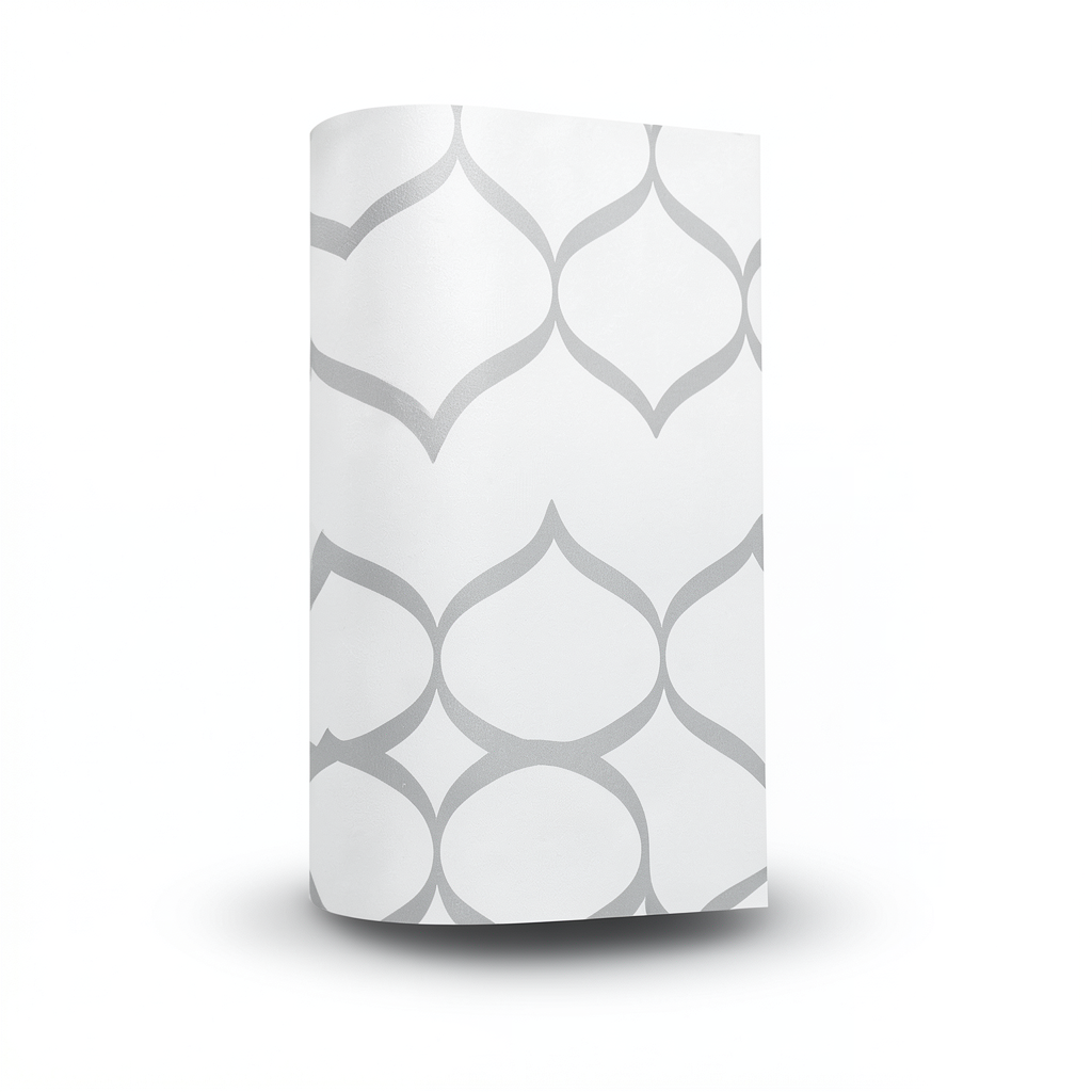 Vinyl Wallpaper Patterned Design 15.6 m x 100 cm White Gray