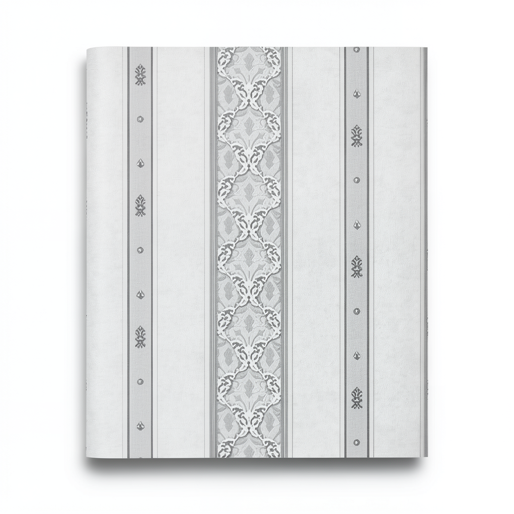 Patterned Wallpaper 15.6m×100cm Light Gray with Dark Gray Pattern