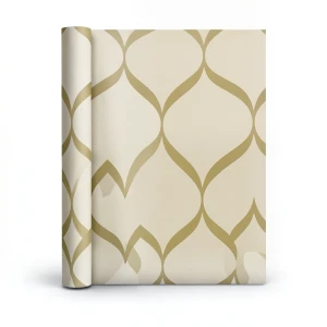 Vinyl Wallpaper Patterned Design 15.6 m x 100 cm Beige with Gold