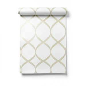 Vinyl Wallpaper Patterned Design 15.6 m x 100 cm White with Beige