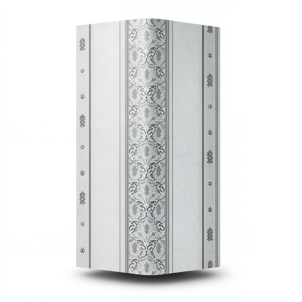 Patterned Wallpaper 15.6m×100cm Light Gray with Dark Gray Pattern