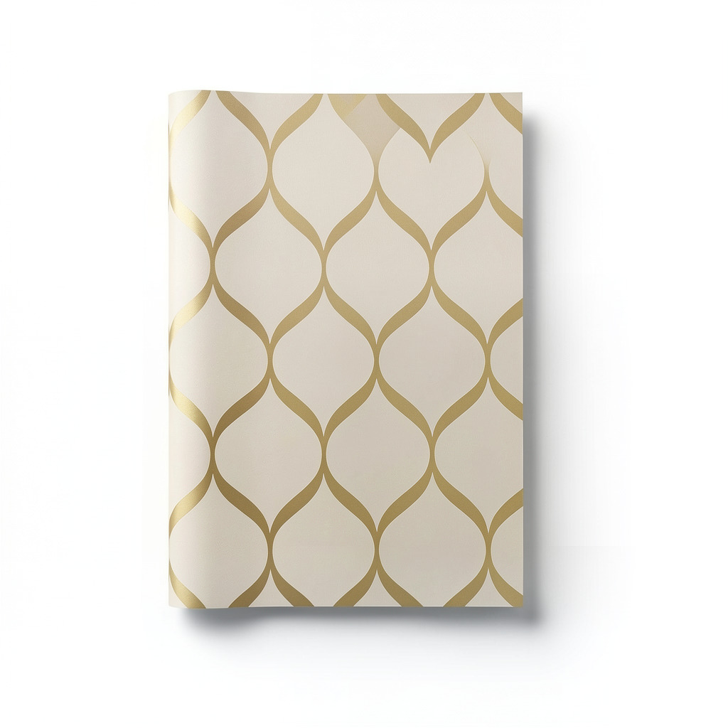 Vinyl Wallpaper Patterned Design 15.6 m x 100 cm Beige with Gold