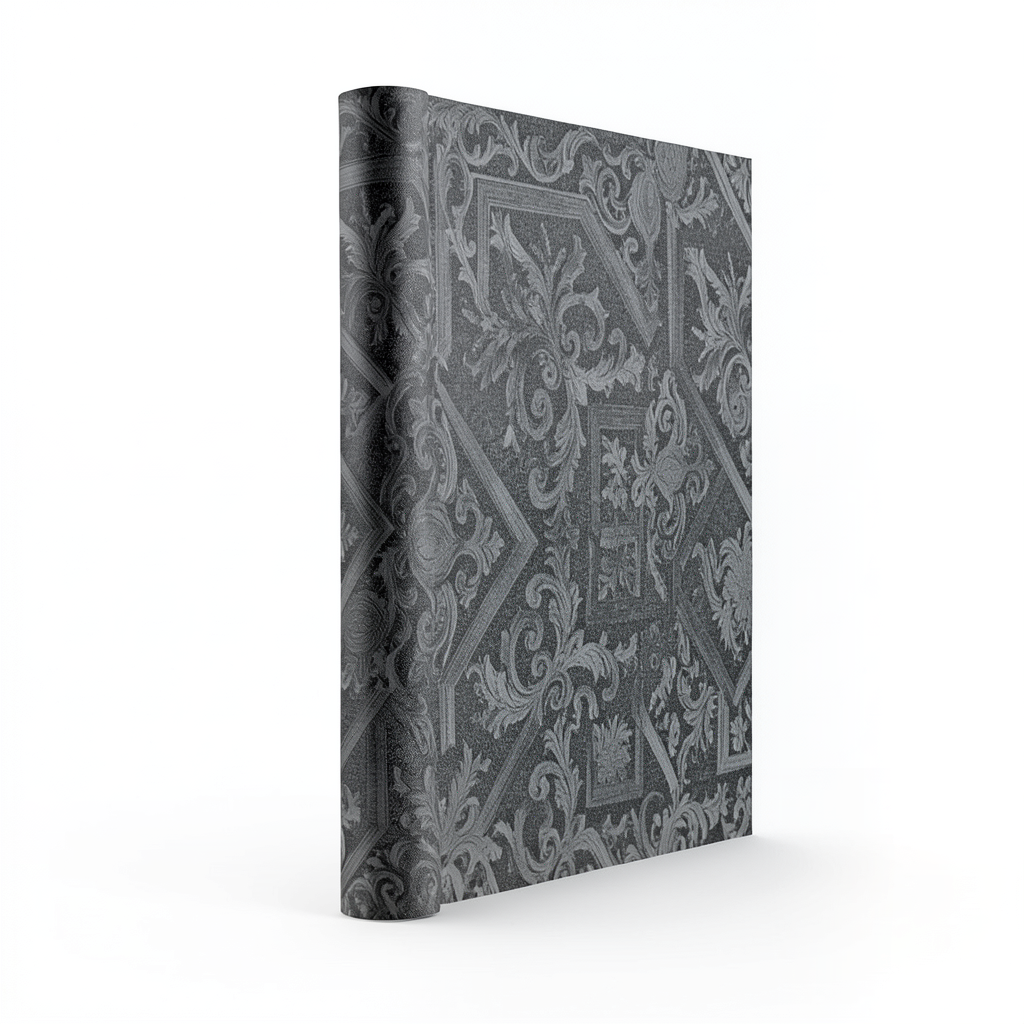 Vinyl Wallpaper Patterned Design 15.6m × 100cm Dark Gray with Light Gray