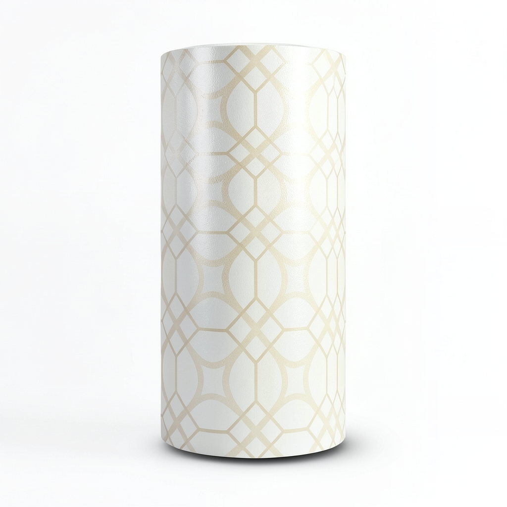Vinyl Wallpaper Patterned Design 15.6m × 100 cm Beige with White