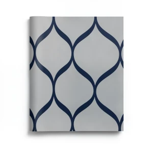 Vinyl Wallpaper Patterned Design 15.6m × 100 cm Gray Navy Blue