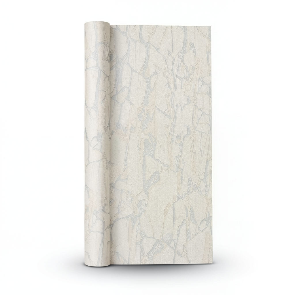 Beige Wallpaper with Gray Pattern, 15.6m × 100 cm Roll