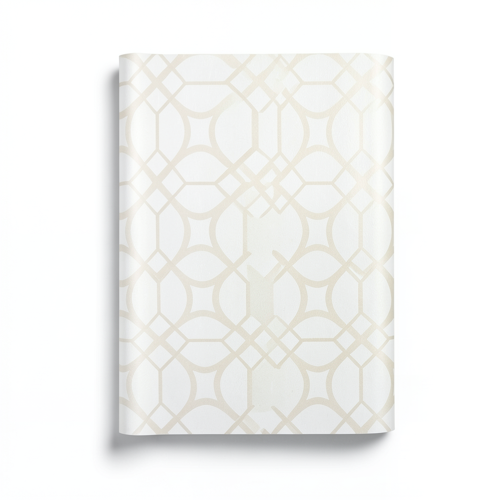 Vinyl Wallpaper Patterned Design 15.6m × 100 cm Beige with White