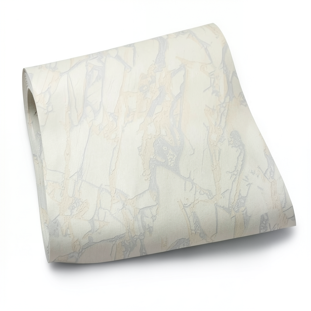 Beige Wallpaper with Gray Pattern, 15.6m × 100 cm Roll