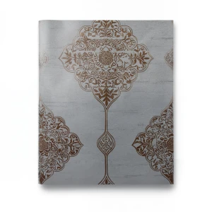 Vinyl Wallpaper Patterned Design 15.6m × 100 cm Gray with Brown Patterns