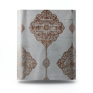Vinyl Wallpaper Patterned Design 15.6m × 100 cm Gray with Brown Patterns