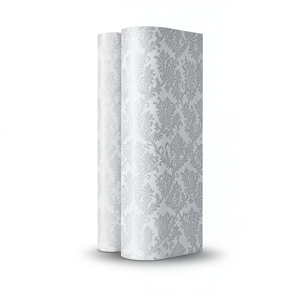 Vinyl Wallpaper Patterned Design 15.6m × 100 cm Light Gray