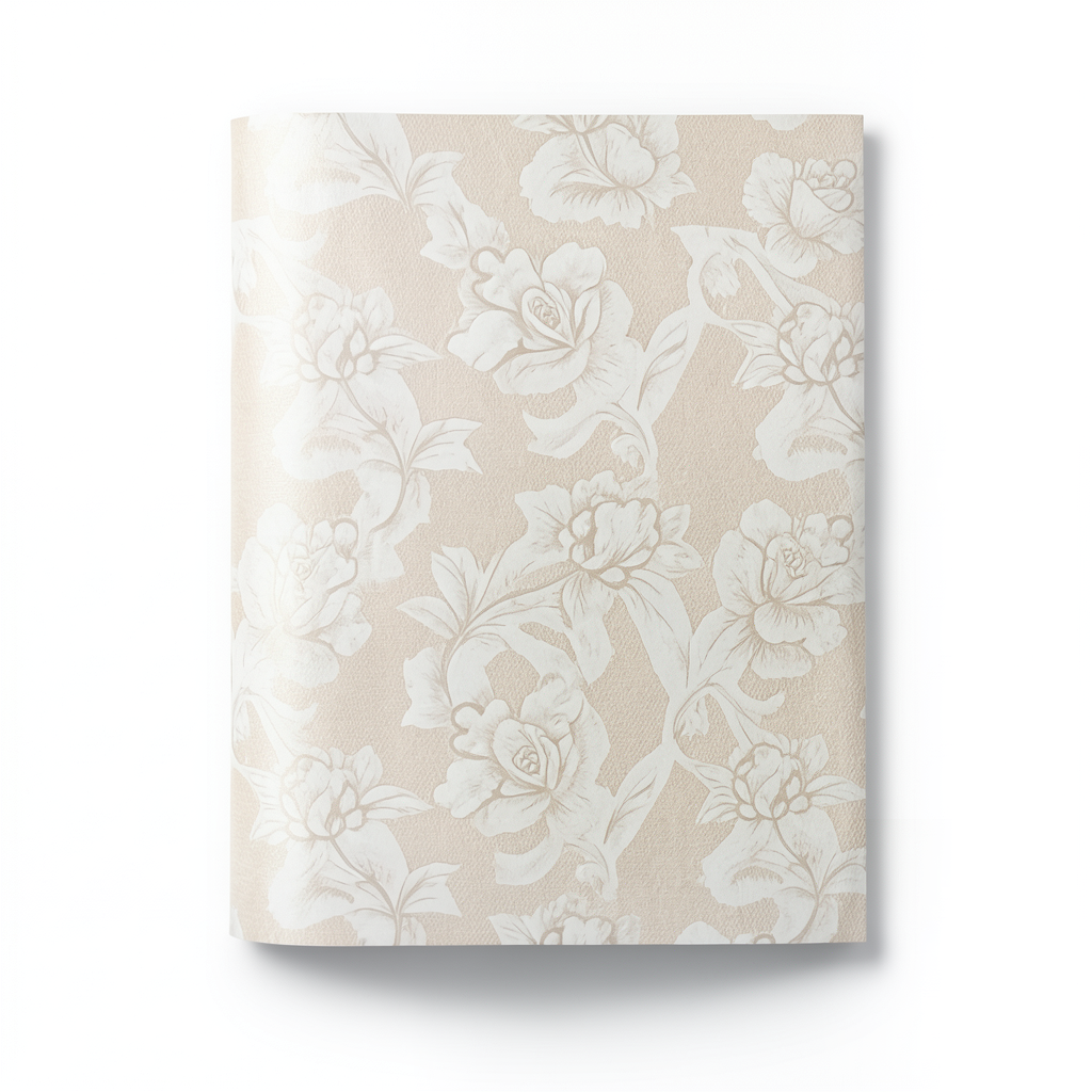 Wallpaper Rose Design 15.6 m x 106 cm Beige & White