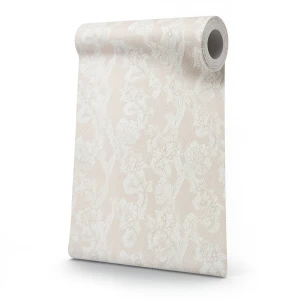 Wallpaper Rose Design 15.6 m x 106 cm Beige & White