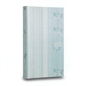 Floral Wallpaper Vinyl Wrap 15.6m x 106cm Blue with Gray and Green