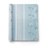 Floral Wallpaper Vinyl Wrap 15.6m x 106cm Blue with Gray and Green