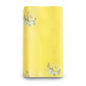 Floral Wallpaper Vinyl Wrap 15.6m x 106cm Yellow with Green and Grey