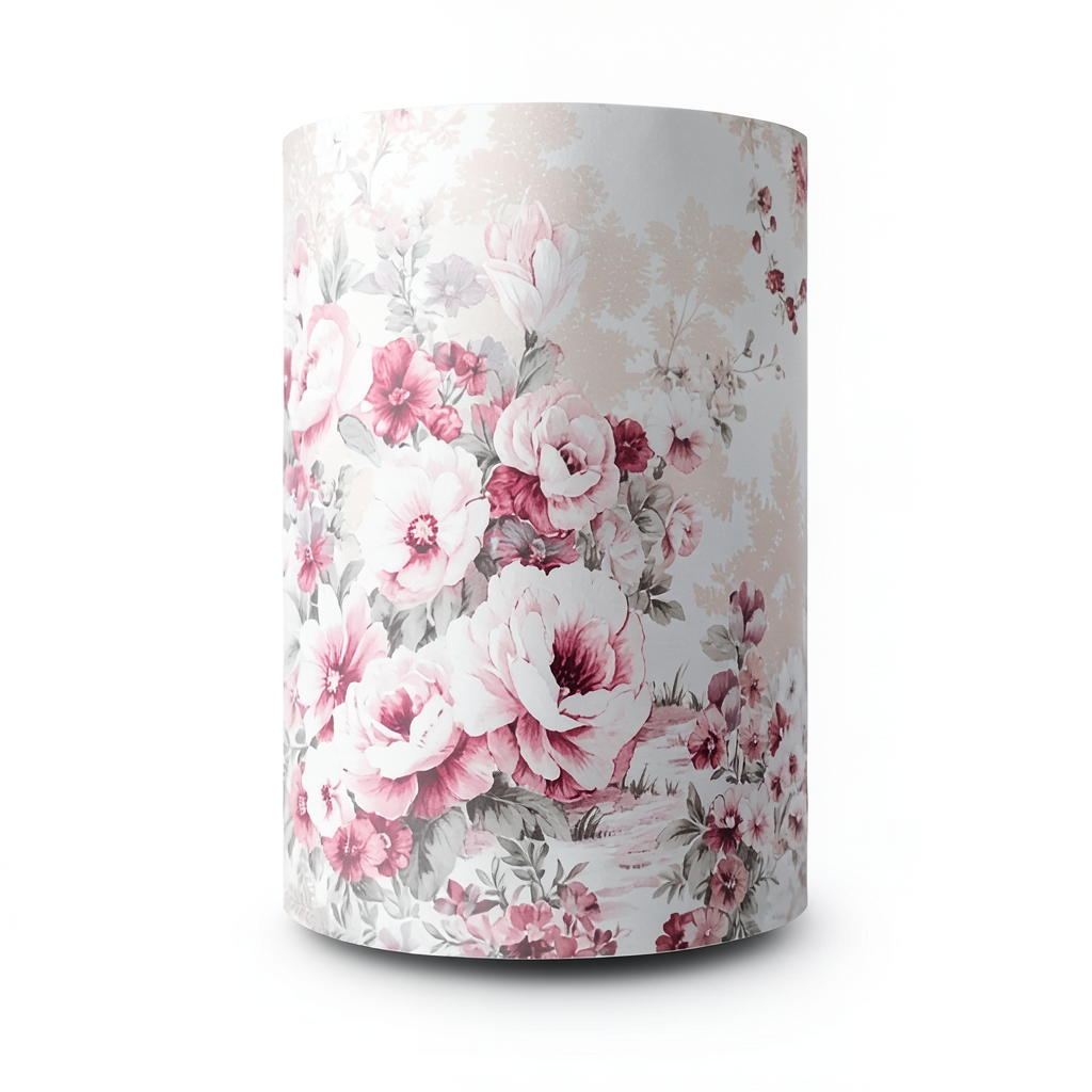 Floral Wallpaper Vinyl Wrap 15.6m x 106cm White with Red and Grey