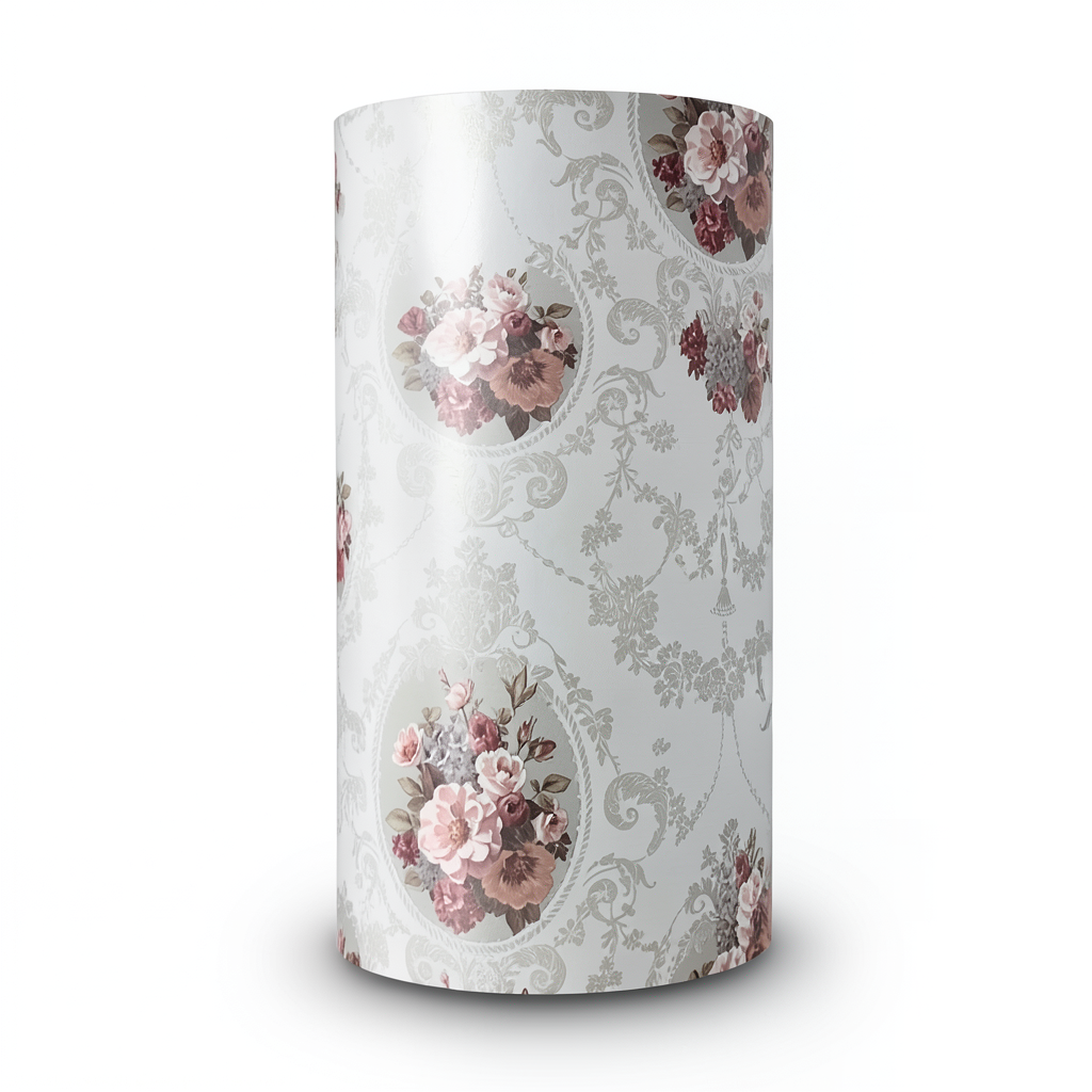 Floral Wallpaper Vinyl Wrap 15.6m x 106cm White Red Brown Grey