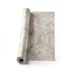Floral Wallpaper Vinyl Wrap 15.6m x 106cm Beige with White and Pink