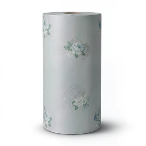 Floral Wallpaper Vinyl Wrap 15.6m x 106cm Gray with Green and Blue